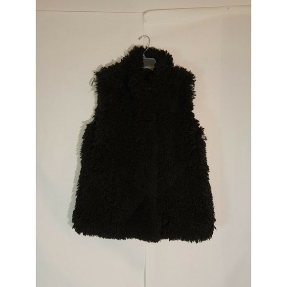 Katie Todd Black Faux Fur Shaggy Vest Size Medium - Picture 6 of 7